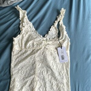 WeWoreWhat lace tank top with tiny rose detail